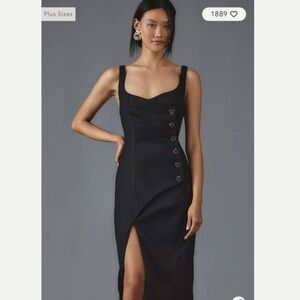 Anthropologie Women’s Black Button Dress - Large